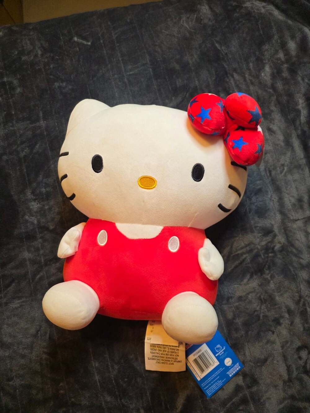 Sanrio Hello Kitty Weighted Plush Pillow 3 lbs Red Overalls Star Bow